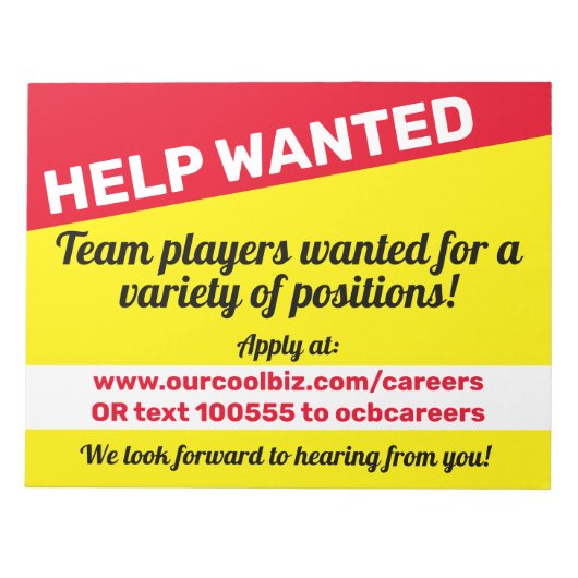 求人救済雇用雇用主の表示メモ ノートパッド (正面)