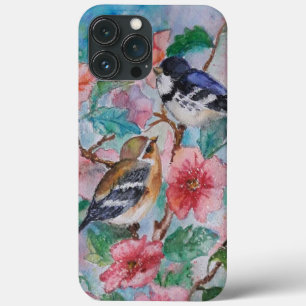 求愛 – かわいい雀 – 水絵画の色 iPhone 13 PRO MAXケース