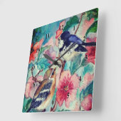 求愛 – 水絵画色 –  スクエア壁時計 (傾斜)