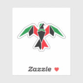 汎アフリカ国旗の幾何学的な鳥 |ブラックフラグ シール (シート)