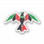 汎アフリカ国旗の幾何学的な鳥 |ブラックフラグ シール (正面)