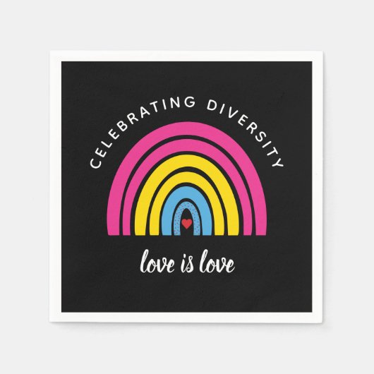 汎性プライド祝の多様性の愛は愛 スタンダードカクテルナプキン (正面)
