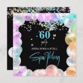 *～*汎用の任意の年齢のバルーンをカスタマイズする誕生日  招待状 (正面/裏面)