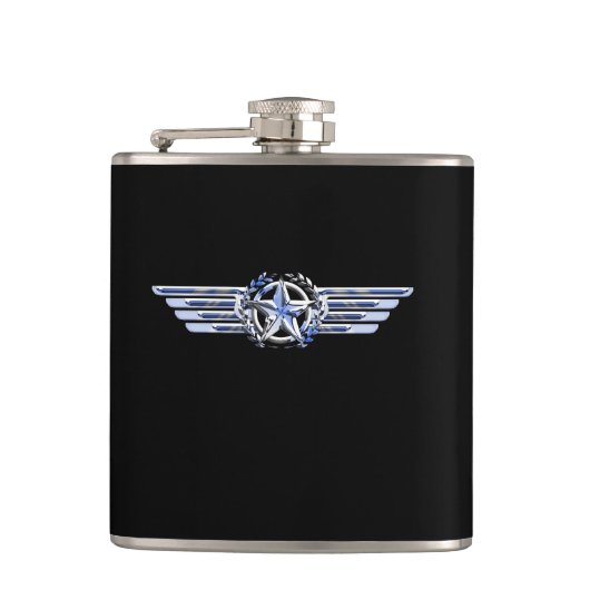 汎用エアパイロットクロムライクスターウィングスブラック フラスク (正面)