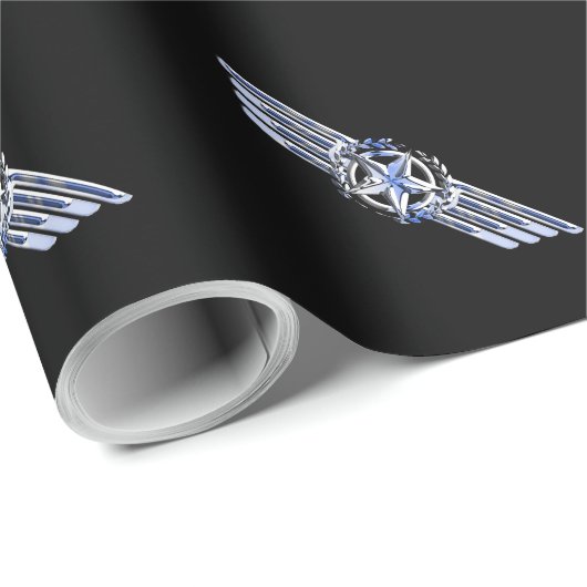 汎用エアパイロットクロムライクスターウィングスブラック ラッピングペーパー (ロールコーナー)