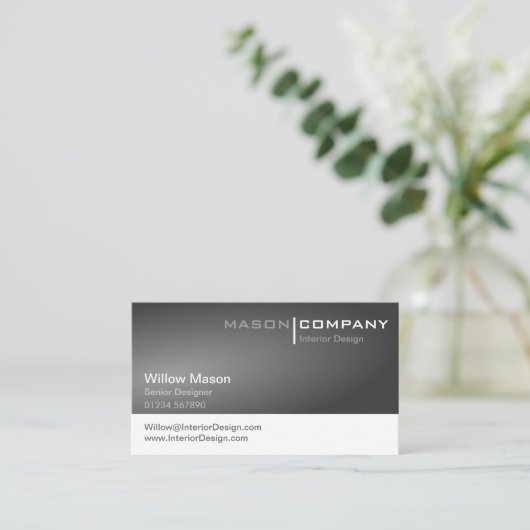 汎用グレーおよびホワイトビ企業のジネスカード 名刺 (スタンド正面)