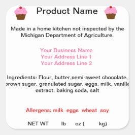 汎用コテージ食品法の製品ラベル スクエアシール