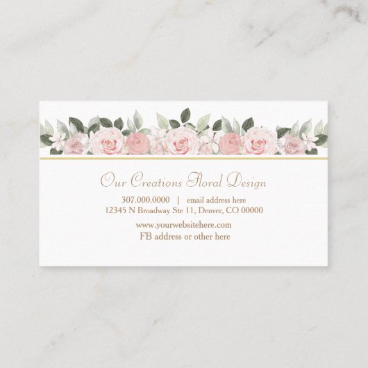 汎用ピンクローズ縁どフローラ 名刺 (裏面)