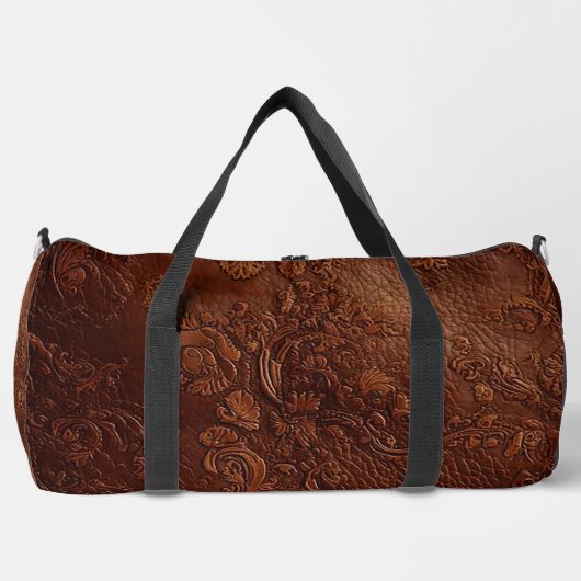 汎用ブラウンレザールックトラベルダッフェルバッグ ダッフルバッグ (正面)