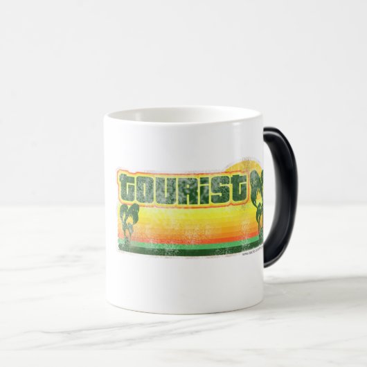 汎用観光客チーキーレトロおもしろい旅行ロゴ モーフィングマグカップ (正面右)