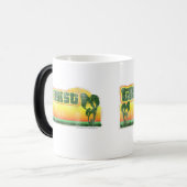 汎用観光客チーキーレトロおもしろい旅行ロゴ モーフィングマグカップ (正面左)