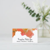 *~*汎用 – 爪、 ネイルヘアラッシュオレンジピンク金ゴールド 名刺 (スタンド正面)