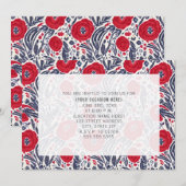 汎用 赤白青 花柄 パーティー 招待状 (正面/裏面)