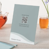 汎用QRコードデスクトップサインライトティール(緑がかった色) 台座サイン (インサイチュ)