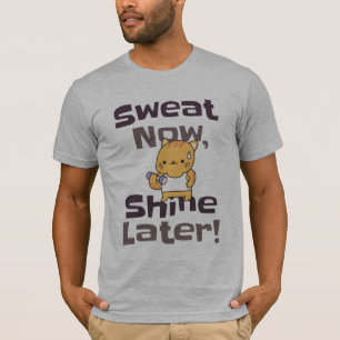 汗が出る後の輝き – かわいいフィットネス猫トレーニング Tシャツ