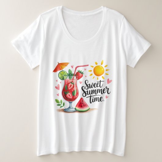汗だくサマータイム プラスサイズTシャツ (デザイン正面)