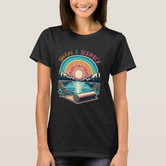 汗とセレニティヨガ自然シーン Tシャツ