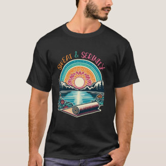 汗とセレニティヨガ自然シーン Tシャツ