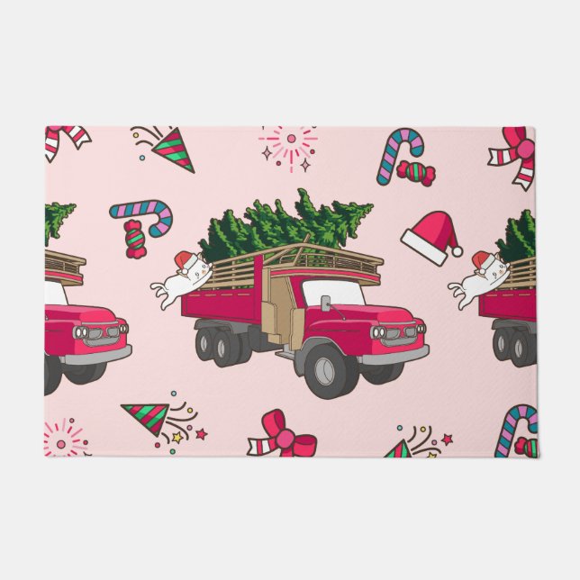 汗と明るいメリークリスマスファミリーホリデー ドアマット (正面)