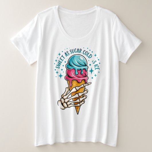 汗は砂糖のように冷たい氷のように プラスサイズTシャツ (デザイン正面)