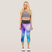 汗は脂の多い泣き叫びブルーとパープル カプリレギンス (正面)