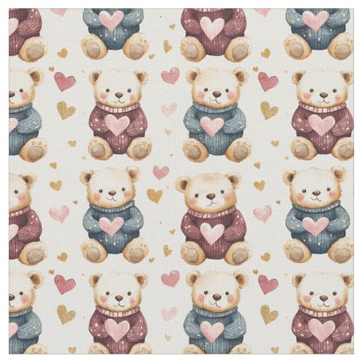 汗をかいたテディベア ファブリック (クローズアップ)