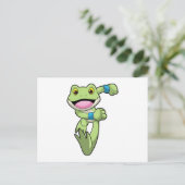 汗をかいたヘアバンドのカエル ポストカード (スタンド正面)