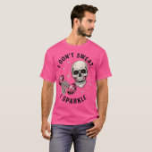 汗をかかない 輝いている おもしろ ドクロ スポーツジム エクササイズ Tシャツ (正面フル)
