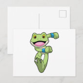 汗をかきながらランニングするカエル ポストカード (正面/裏面)