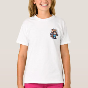 汗をかくジムのラクーン　ウェイトリフティングの子供たち Tシャツ