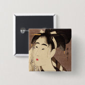 汗を拭う女性 ビンテージ アート 缶バッジ (正面&裏面)