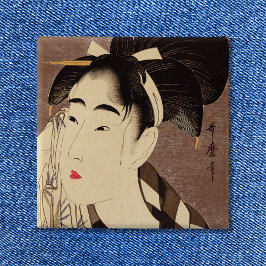 汗を拭う女性 ビンテージ アート 缶バッジ