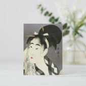 汗を拭く女性の歌麿素晴らし芸術日本の ポストカード (スタンド正面)