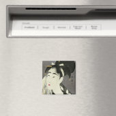 汗を拭く女性の歌麿素晴らし芸術日本の マグネット (インサイチュ (食洗機))