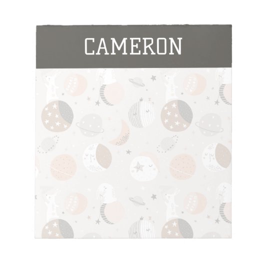 汗ドリームバンニーズイン宇宙パターン ノートパッド (正面)