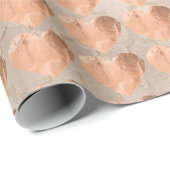 汗ハート赤面ピンクローズ金ゴールドアイボリーパール ラッピングペーパー (ロールコーナー)