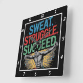 汗苦闘が成功する通りトレーニング スクエア壁時計 (傾斜)