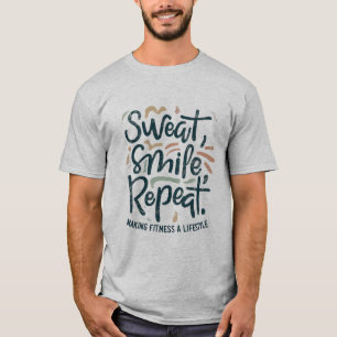 汗、スマイル、繰り返し Tシャツ
