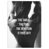 汗、時間、献身女性のトレーニング やる気を起こさせる クリップボード (裏面)