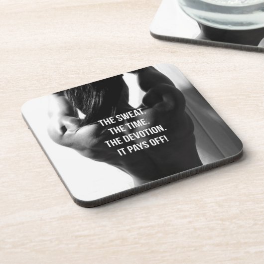 汗、時間、献身女性のトレーニング やる気を起こさせる コースター (左側)