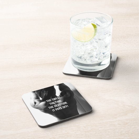 汗、時間、献身女性のトレーニング やる気を起こさせる コースター (右側)