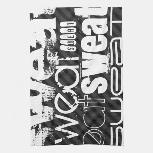 汗;黒と濃いグレーのストライプ キッチンタオル (縦)