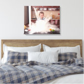 汚いおもしろいキッチンの女の子 キャンバスプリント (インサイチュ (寝室))