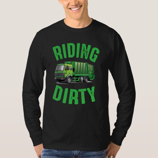 汚いごみの日ごみトラックに乗る Tシャツ (正面)