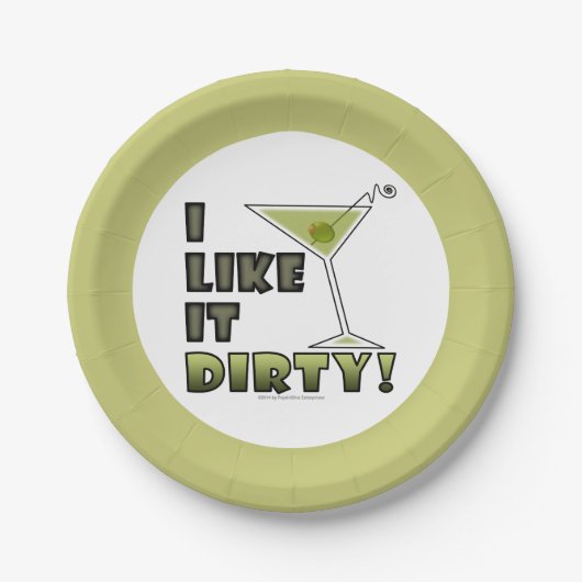 汚いのが好き!ダーティマルティーニカクテルユーモア ペーパープレート (正面)