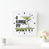 汚いのが好き！汚いマルティーニカクテルユーモア スクエア壁時計 (ホーム)