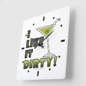 汚いのが好き！汚いマルティーニカクテルユーモア スクエア壁時計 (傾斜)