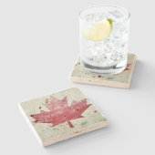 汚いカナダのカナダのカエデの葉の石のコースター ストーンコースター (横)