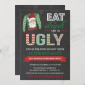 汚いクリスマススウェターのパーティーで飲んで食べろ 招待状 (正面/裏面)
