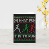 汚いクリスマススウェーターを着て走るのはなんて楽しいんだろう カード (黄色い花)